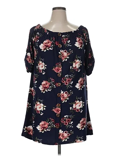 Pre-owned J For Justify Short Sleeve Blouse In Blue