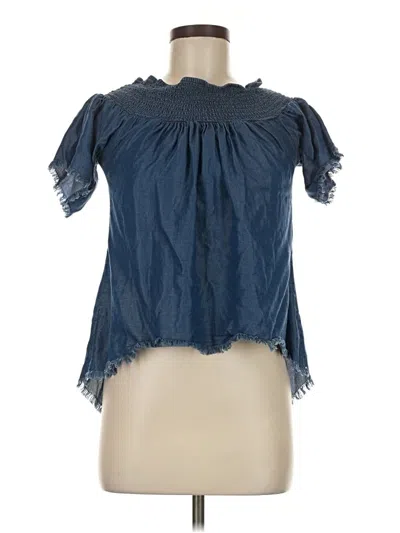 Pre-owned J For Justify Short Sleeve Blouse In Blue