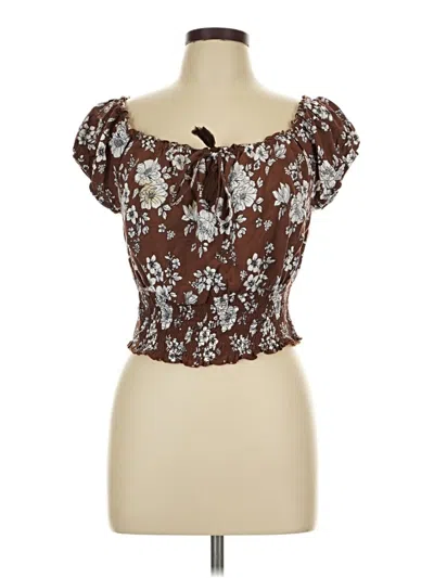 Pre-owned J For Justify Short Sleeve Blouse In Brown