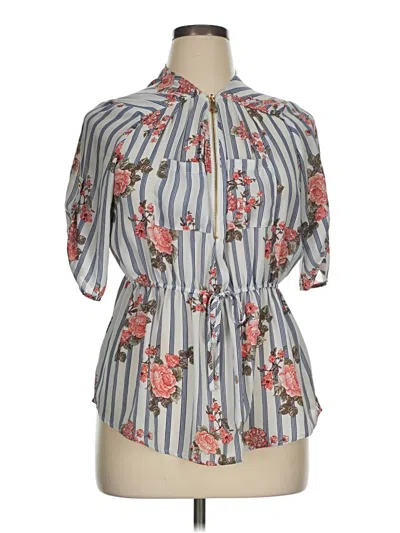 Pre-owned J For Justify Short Sleeve Blouse In Gray