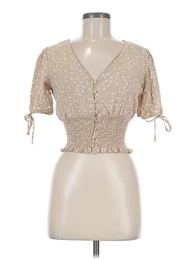 Pre-owned J For Justify Short Sleeve Blouse In Tan