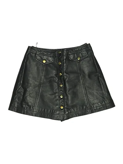 Pre-owned J. Galt Faux Leather Skirt In Black