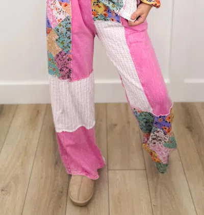J. Her Back To The Beginning High-rise Cotton Wide Leg Pants In Pink In Multi