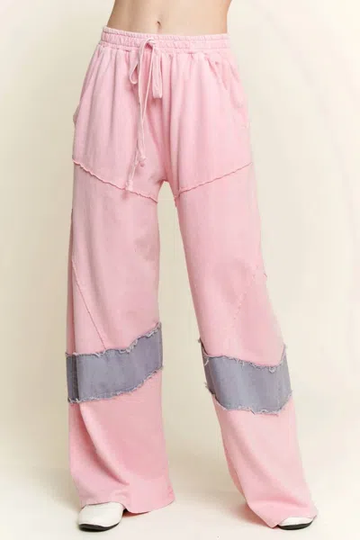 J. Her Denim Patched Wide Leg Pants In Pink