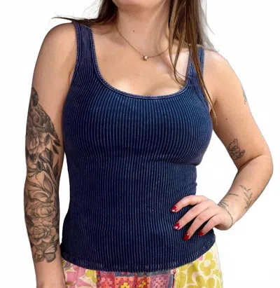 J. Her Everyday Basic Ribbed Tank Top In Navy In Blue