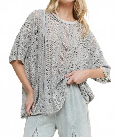 J. Her Lace Summer Blouse In Silver Grey In Blue