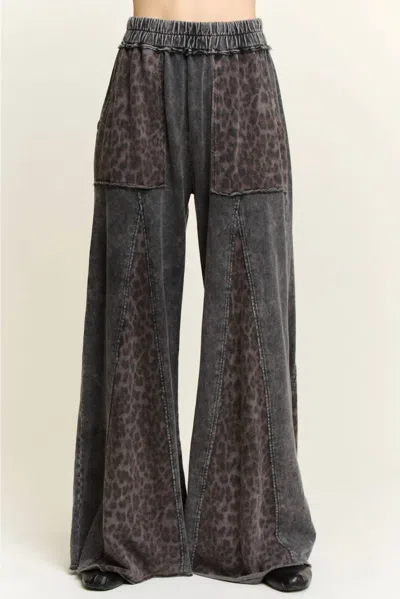 J. Her Lainey Mineral Wash Leopard Pants In Black
