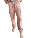 J. Her Mineral Wash Eyelet Detailed Boho Jogger In Rose In Pink