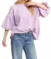J. Her Mineral Wash Eyelet Puff Sleeved Blouse In Lavender In Purple