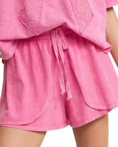 J. Her Mineral Wash Lightweight Shorts In Bubble Gum Pink