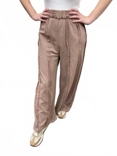 J. Her Mineral Wash Outseam Pants In Caramel In Brown