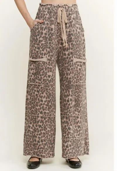 J. Her Wide Leg Sweatpants In Leopard Print In Brown