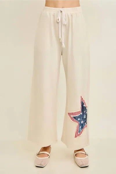 J. Her Women's Americana Double Stars Patched Pant In Natural In White