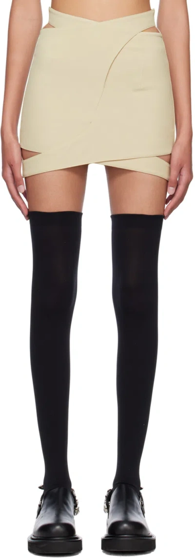 J Koo Beige Cutout Miniskirt