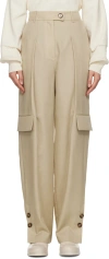 J Koo Beige Pleated Trousers In Beige