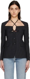 J Koo Black Cutout Blazer In Black [check]