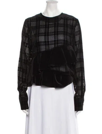 Pre-owned J Koo Crew Neck Long Sleeve Blouse W/ Tags In Black