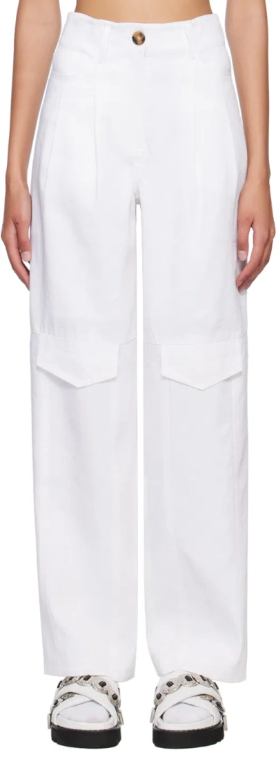 J Koo White Pocket Trousers