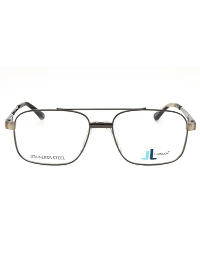 J. Landon Jl1002 Eyeglasses In Shiny Gunmetal/clear Demo Lens