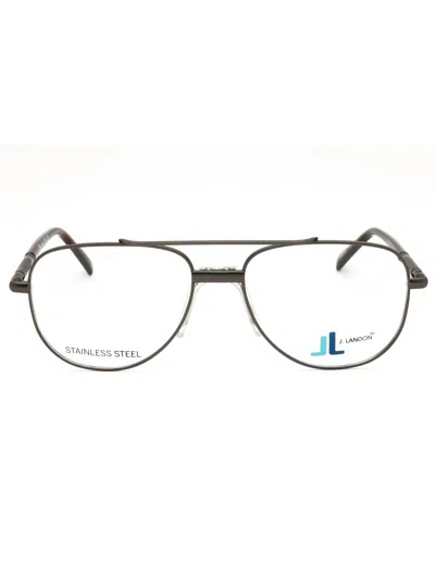 J. Landon Jl1010 Eyeglasses In Matte Dark Nickeltin/clear Demo Lens