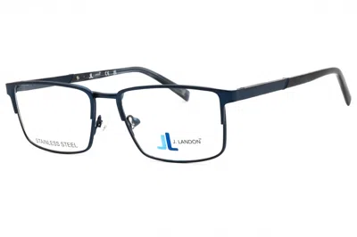J. Landon Jl1015 Stainless Steel Rectangle Eyeglasses In Blue