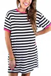 J. Lee The Pop & Stripe Dress In Black/pink In Multi