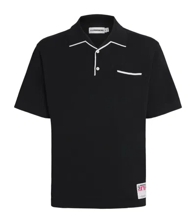 J. Lindeberg J Lindeberg 30y Jesper Retro Relaxed Polo Shirt In Black