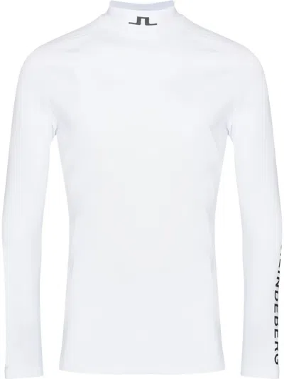 J. Lindeberg White Aello Logo Golf Compression Top