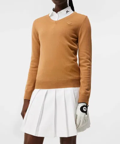 J. Lindeberg Amaya Knitted Sweater In Chipmunk In Multi