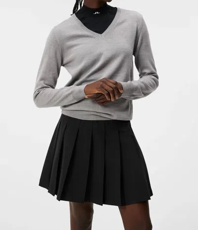J. Lindeberg Amaya Knitted Sweater In Light Grey Melange