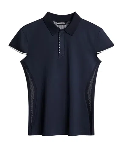 J. Lindeberg Ana Hybrid Knit Polo Shirt In Blue