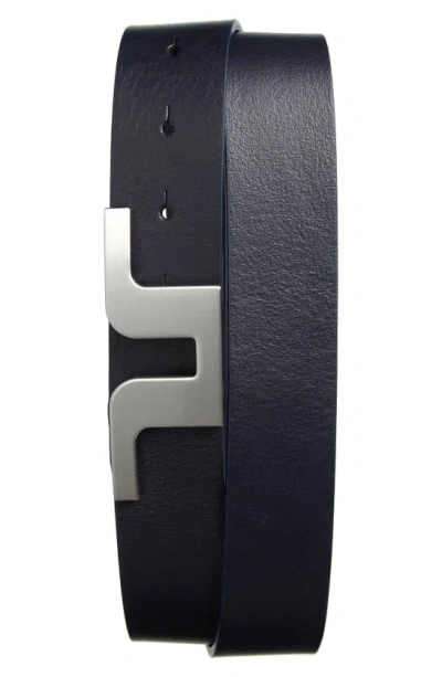 J. Lindeberg Bridger Leather Belt In Jl Navy