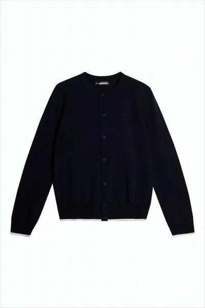 J. Lindeberg Classic Round Neck Knit Cardigan In Black
