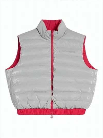J. Lindeberg Cropped Reversible Puffer Vest With High Collar In Multi
