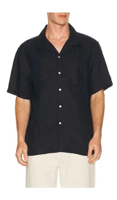 J. Lindeberg Elio Linen Shirt In Black