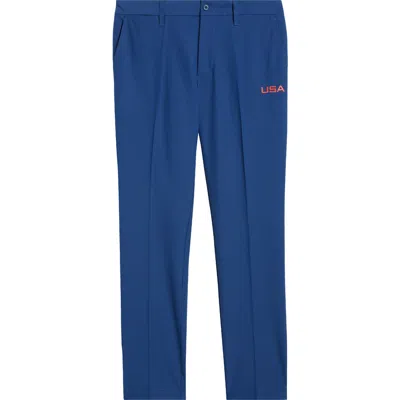 J. Lindeberg Elliott Flat Front Water Repellent Stretch Pants In Estate Blue