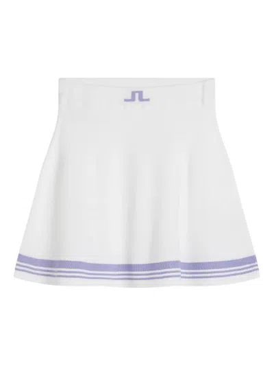 J. Lindeberg Frida Stripe Knitted Skirt In White