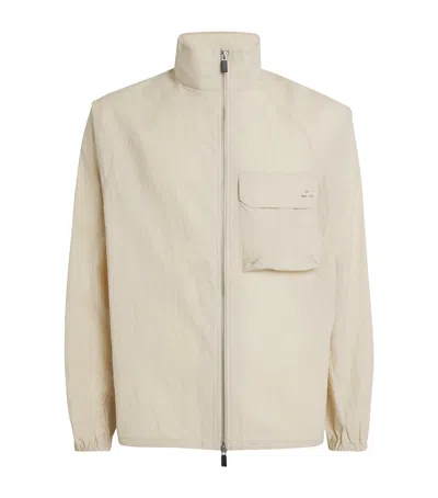 J. Lindeberg J Lindeberg Gian Crinkle Zip Overshirt In Neutral
