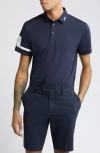 J. Lindeberg Navy Heath Logo Padel Polo Shirt In Blue