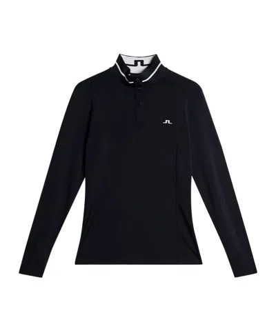 J. Lindeberg Hertta Long Sleeve Polo In Blue