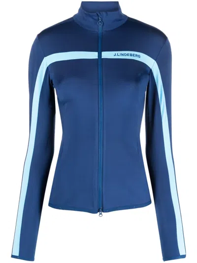 J. Lindeberg Janice Logo-embroidered Bomber Jacket In Blue