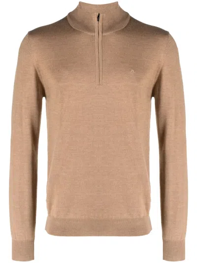 J. Lindeberg Kiyan Half-zip Merino Wool Jumper In Neutral