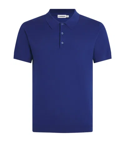 J. Lindeberg J Lindeberg Knitted Ridge Polo Shirt In Blue