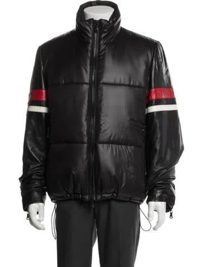 Pre-owned J. Lindeberg Leather Puffer Coat In Black