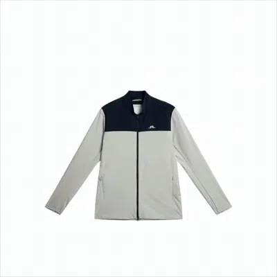 J. Lindeberg Light Grey Casual Jacket With Navy Geometric Pattern In White