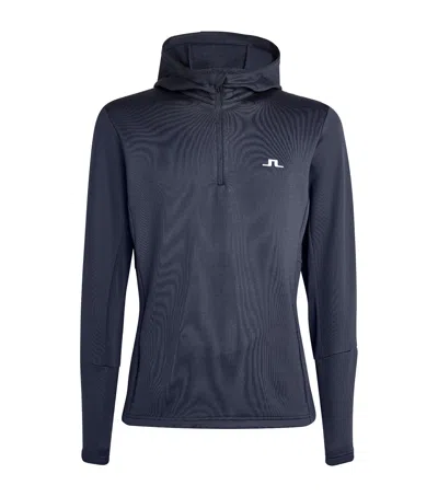 J. Lindeberg Logo Aerial Quarter-zip Hoodie In Navy