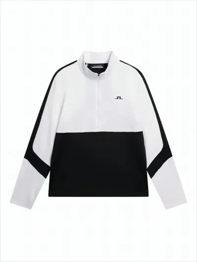 J. Lindeberg Long-sleeve Color-block T-shirt With High Collar In White