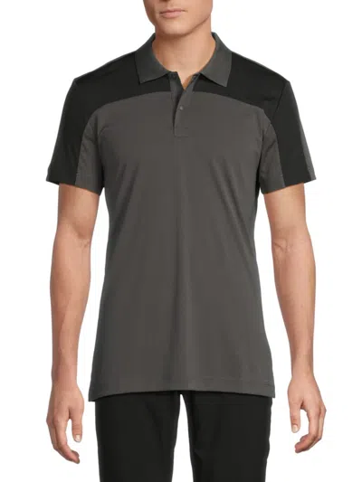 J. Lindeberg Men's Anders Colorblocked Polo Shirt In Gray