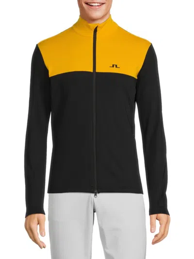 J. Lindeberg Men's Colorblock Logo Jacket In Daylily