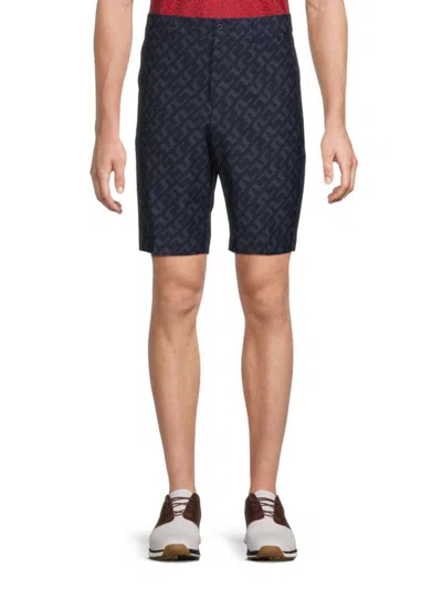 J. Lindeberg Men's Eloy Abtract-print Tailored Shorts In Black Grey